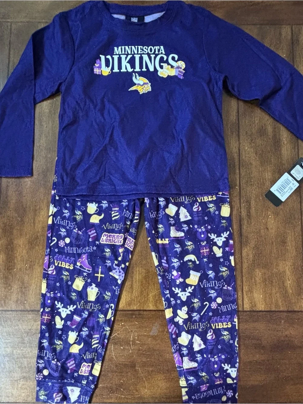 Minnesota Vikings Youth Holiday 2 Pc PJ Set Size Medium 5/6 NWT